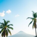 Cuaca Klaten Rabu 30 September 2026: Cerah Sepanjang Hari, Siang 35 Derajat; Merapi Masih Siaga Ilustrasi AI langit pagi cerah di atas sawah dengan gunung di kejauhan