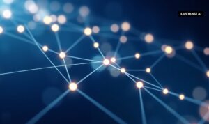 Domain .ai.id Dibuka untuk Umum Mulai 5 Oktober 2026, Ini Fase dan Cara Daftarnya Ilustrasi jaringan titik cahaya yang saling terhubung di latar biru gelap