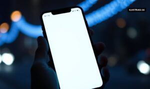 Hoaks! Surat Komdigi soal Internet Nasional Padam 25–27 September 2026 Dipastikan Palsu Ilustrasi tangan memegang ponsel dengan layar menyala di malam hari