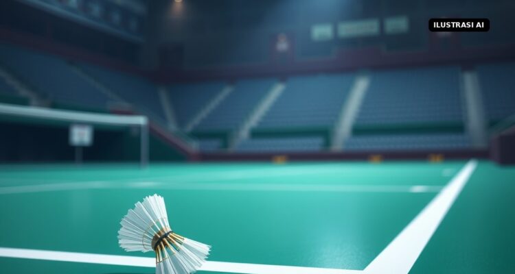 Leo Rolly Carnando, Putra Wonosari Klaten Penyumbang Emas Beregu Putra Asian Games 2026 Ilustrasi kok bulu tangkis di lapangan pertandingan