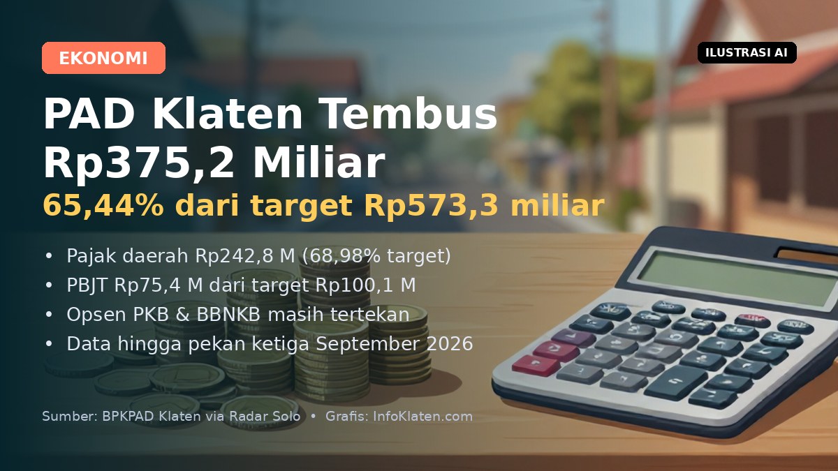 Infografis realisasi PAD Kabupaten Klaten Rp375,2 miliar hingga pekan ketiga September 2026