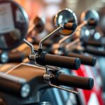 Penjualan Motor Agustus 2026 Turun 6,22 Persen Jadi 596.461 Unit, Ekspor Juga Menyusut Ilustrasi AI deretan setang dan spion sepeda motor baru di diler