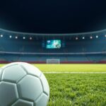 Main dengan 10 Pemain, Timnas Indonesia Tahan Malaysia 0-0 di FIFA ASEAN Cup 2026, Thom Haye Kartu Merah Ilustrasi AI bola di rumput stadion saat malam
