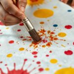 Dari Cipratan Jadi Cuan, Batik Ciprat Karya Warga Disabilitas Kemudo Klaten Dijual hingga Rp200 Ribu Ilustrasi AI tangan memercikkan malam ke kain putih membentuk motif batik ciprat