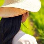 Rambut Kering dan Rapuh karena Terik Matahari? Ini 7 Cara Melindunginya Menurut Dokter Kulit Ilustrasi AI perempuan berambut panjang memakai topi lebar di sawah saat cuaca cerah