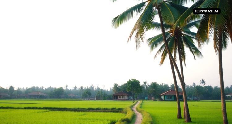 Densus 88 Geledah Dua Rumah Kontrakan di Trucuk Klaten, Kapolresta Benarkan Kegiatan Mabes Polri Ilustrasi AI hamparan sawah dan jalan setapak di pedesaan