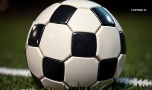 Persis Solo Kalah 0-2 dari Kendal Tornado di Manahan Meski Lawan Main 10 Orang, Ricky Nelson Minta Maaf Ilustrasi AI bola sepak di atas rumput lapangan pada malam hari