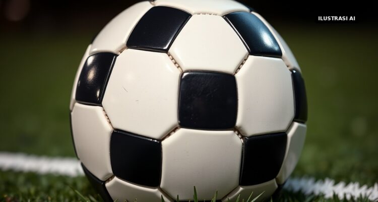 Persis Solo Kalah 0-2 dari Kendal Tornado di Manahan Meski Lawan Main 10 Orang, Ricky Nelson Minta Maaf Ilustrasi AI bola sepak di atas rumput lapangan pada malam hari