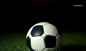 67 Ribu Tiket Final Indonesia vs Thailand di SUGBK Ludes, Panitia Ingatkan Bahaya Calo dan Tiket Palsu Ilustrasi AI bola sepak di atas rumput dengan latar gelap